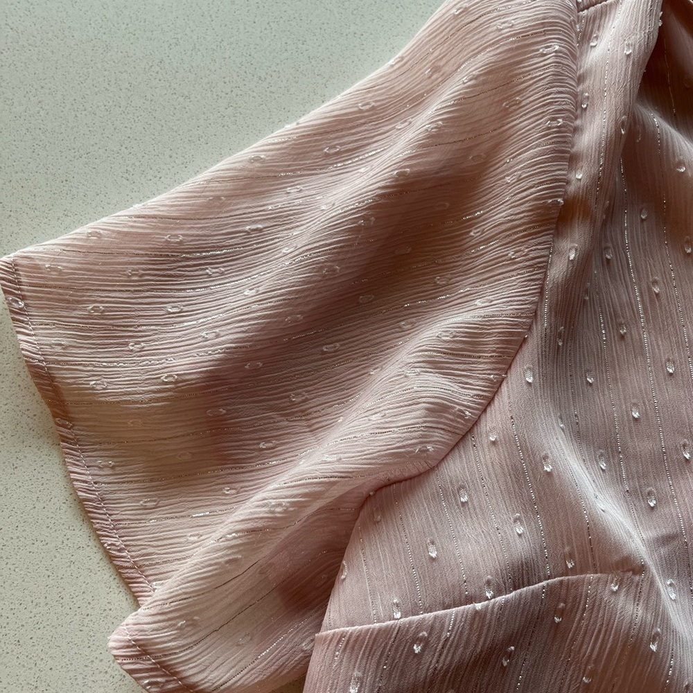 Express Light Pink Metallic Button-Front Blouse - Picture 7 of 8